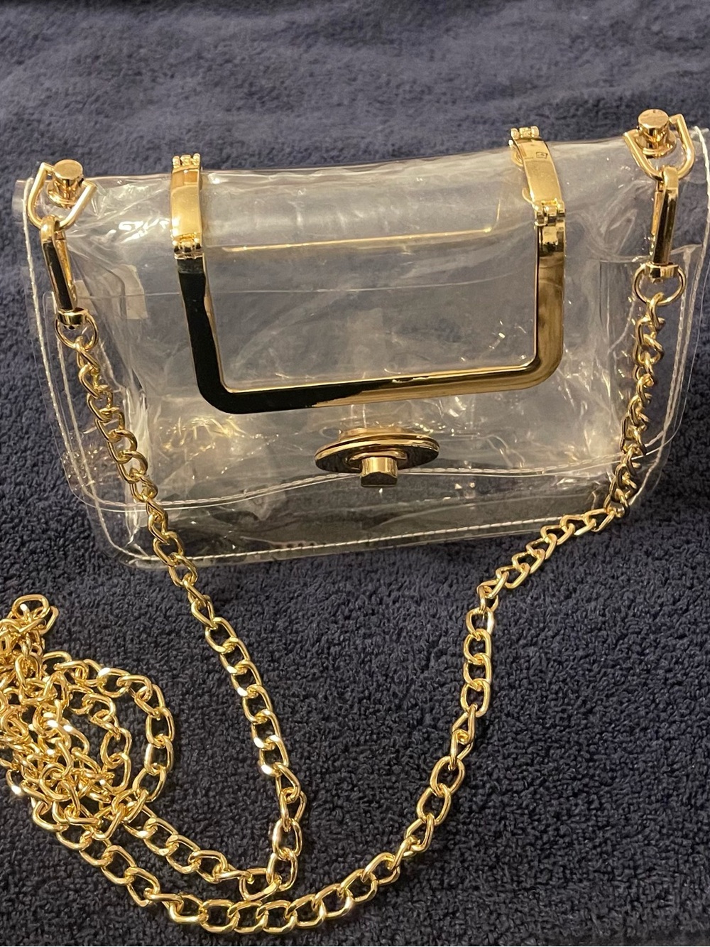 Clear PVC Crossbody Bag with Gold Chain